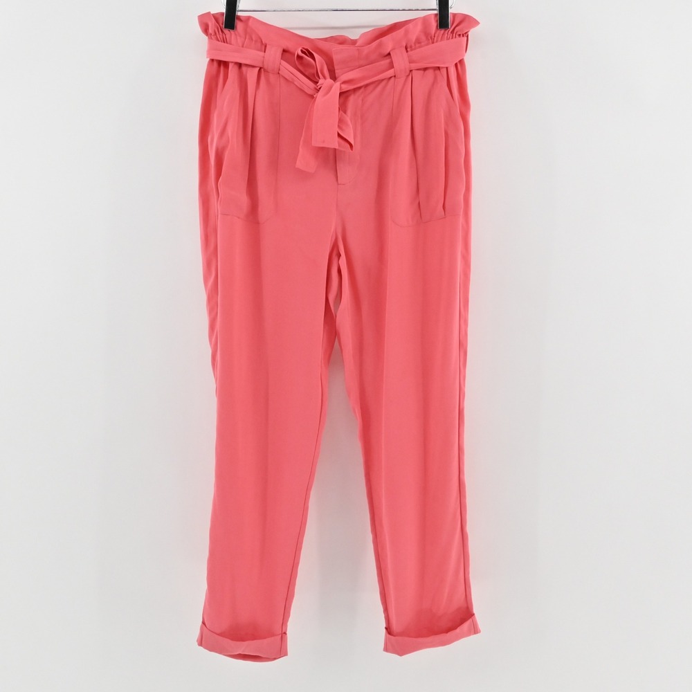 Joie Womens‎ Paperbag Waist Pants Size S Coral Belted Cuffed Tapered Lightweight